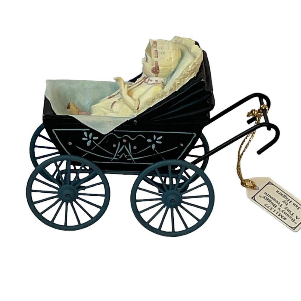 Renny’s Buggy a Tiny Treasure by Jan Hagara Porcelain Figurine Baby in Carriage